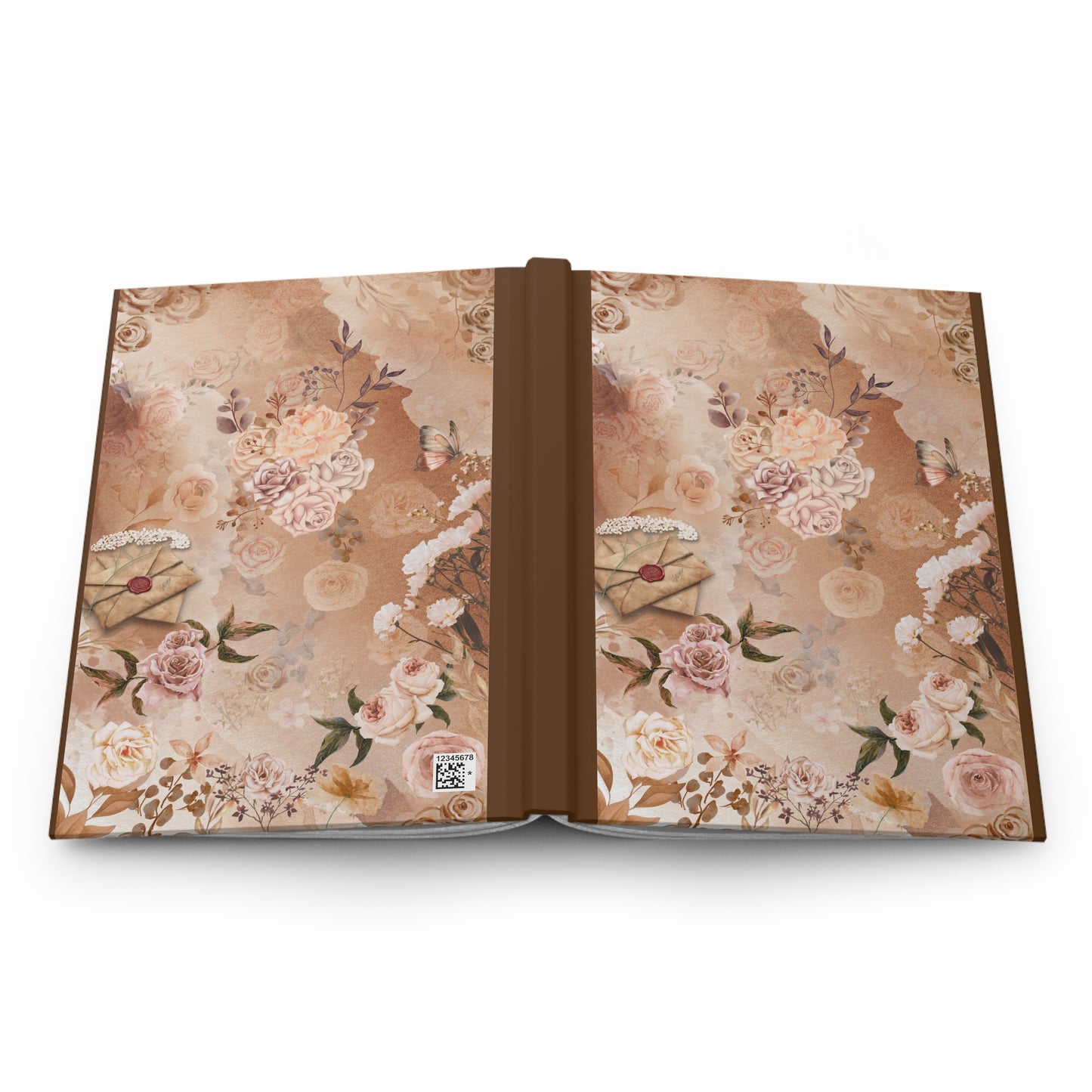 Floral Vintage Letter Hardcover Journal — Matte Rose Garden Notebook for Writing & Gifts