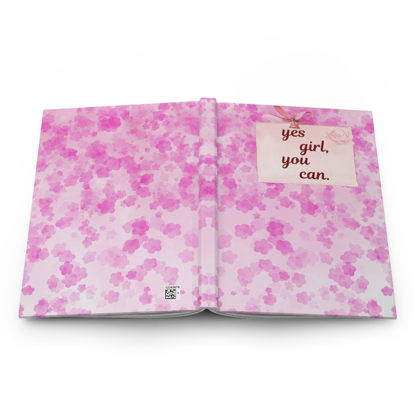 Pink Floral Hardcover Journal — With a title "Yes Girl, You Can"
