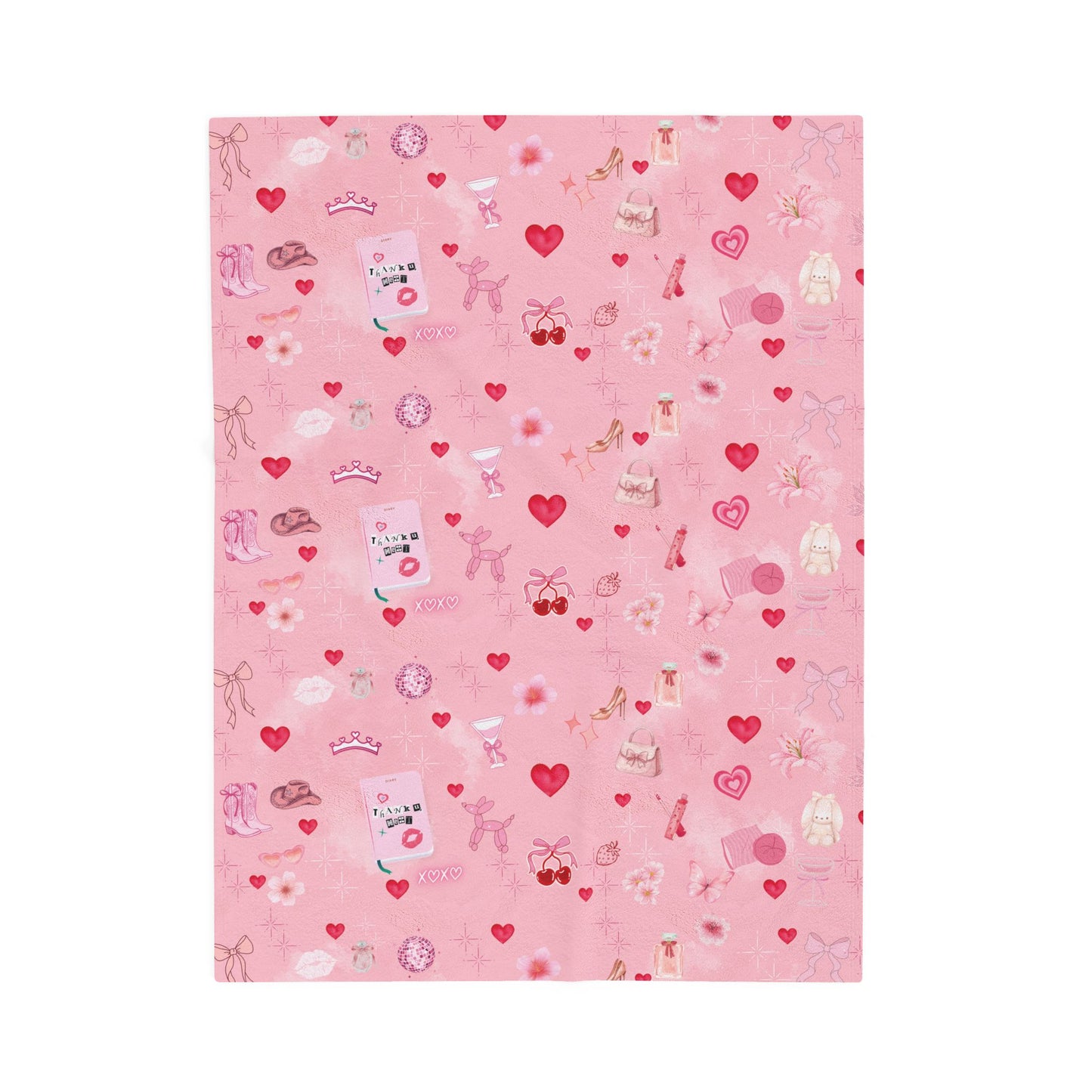 Velveteen Plush Blanket — Cute Girly Pink Cozy Throw