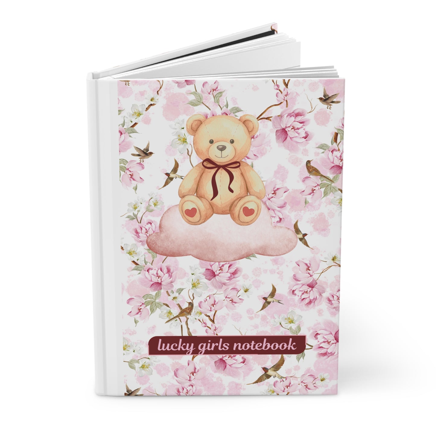 Floral Teddy Hardcover Journal — "Lucky Girl's Notebook"