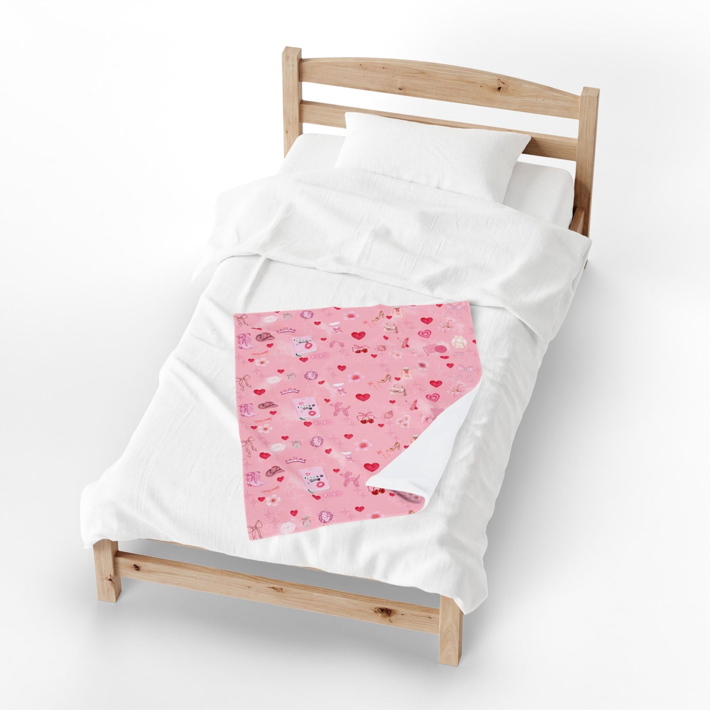 Velveteen Plush Blanket — Cute Girly Pink Cozy Throw