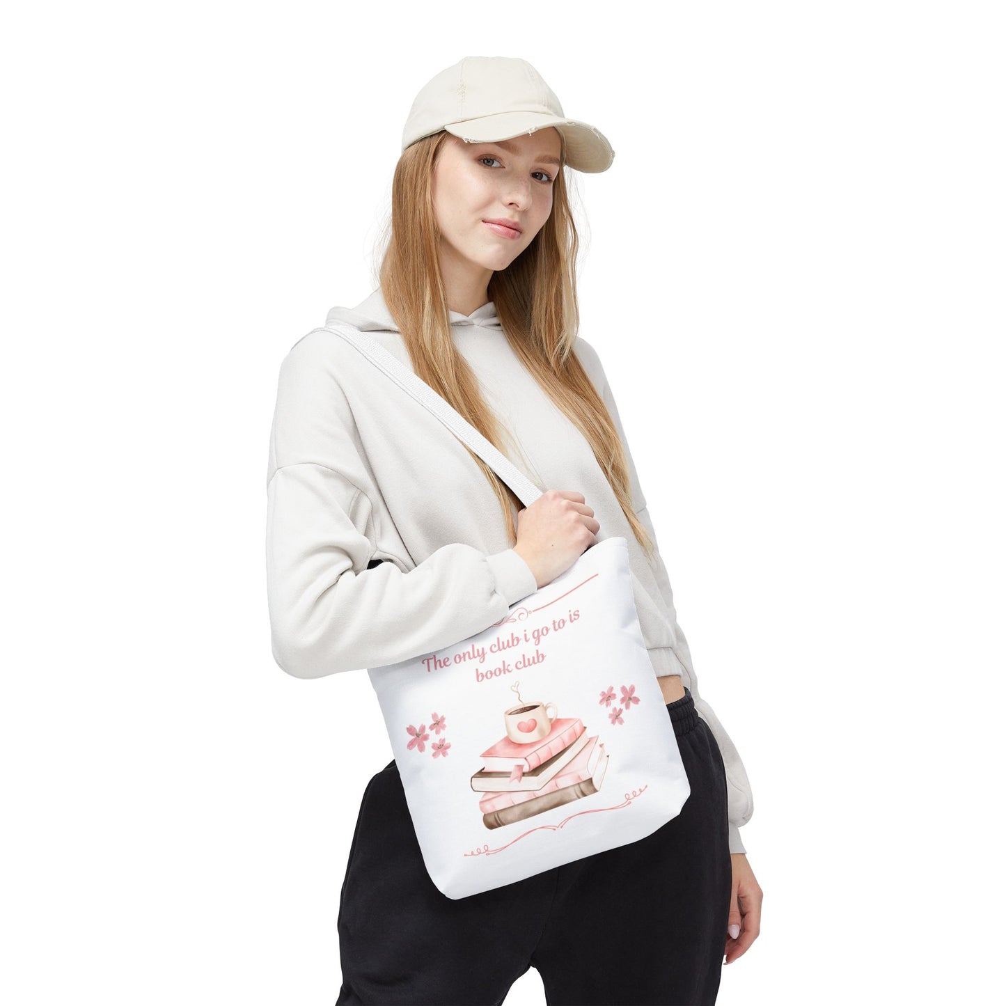 Tote Bag — 'The only club I go to is book club' Floral Canvas Tote