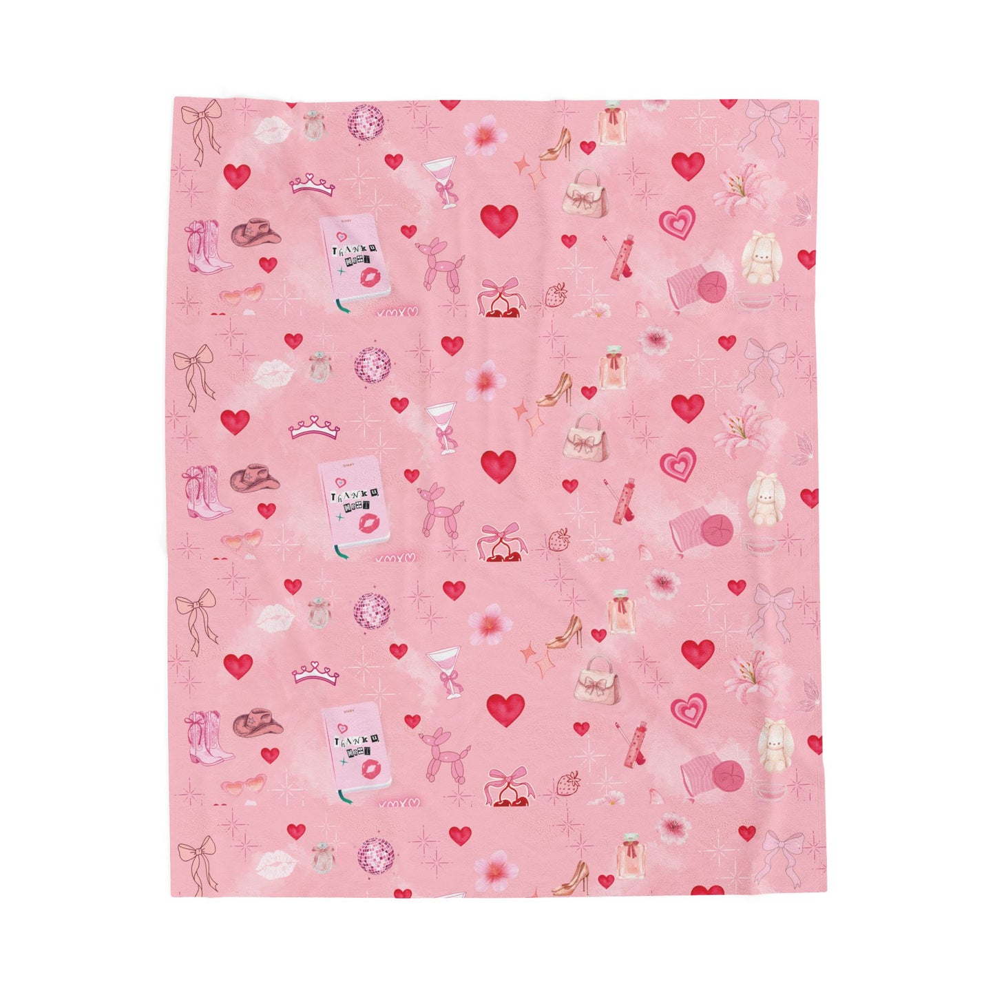 Velveteen Plush Blanket — Cute Girly Pink Cozy Throw