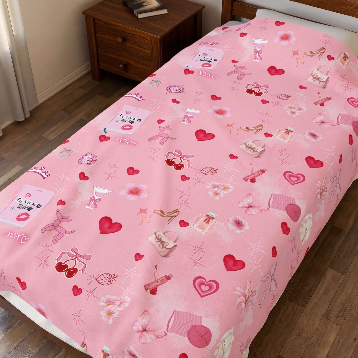 Velveteen Plush Blanket — Cute Girly Pink Cozy Throw