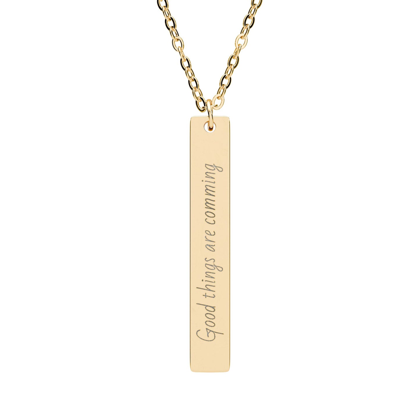 Engravable Vertical Bar Necklace — Personalized Name & Message Pendant (Sterling/Silver or Gold Plated)