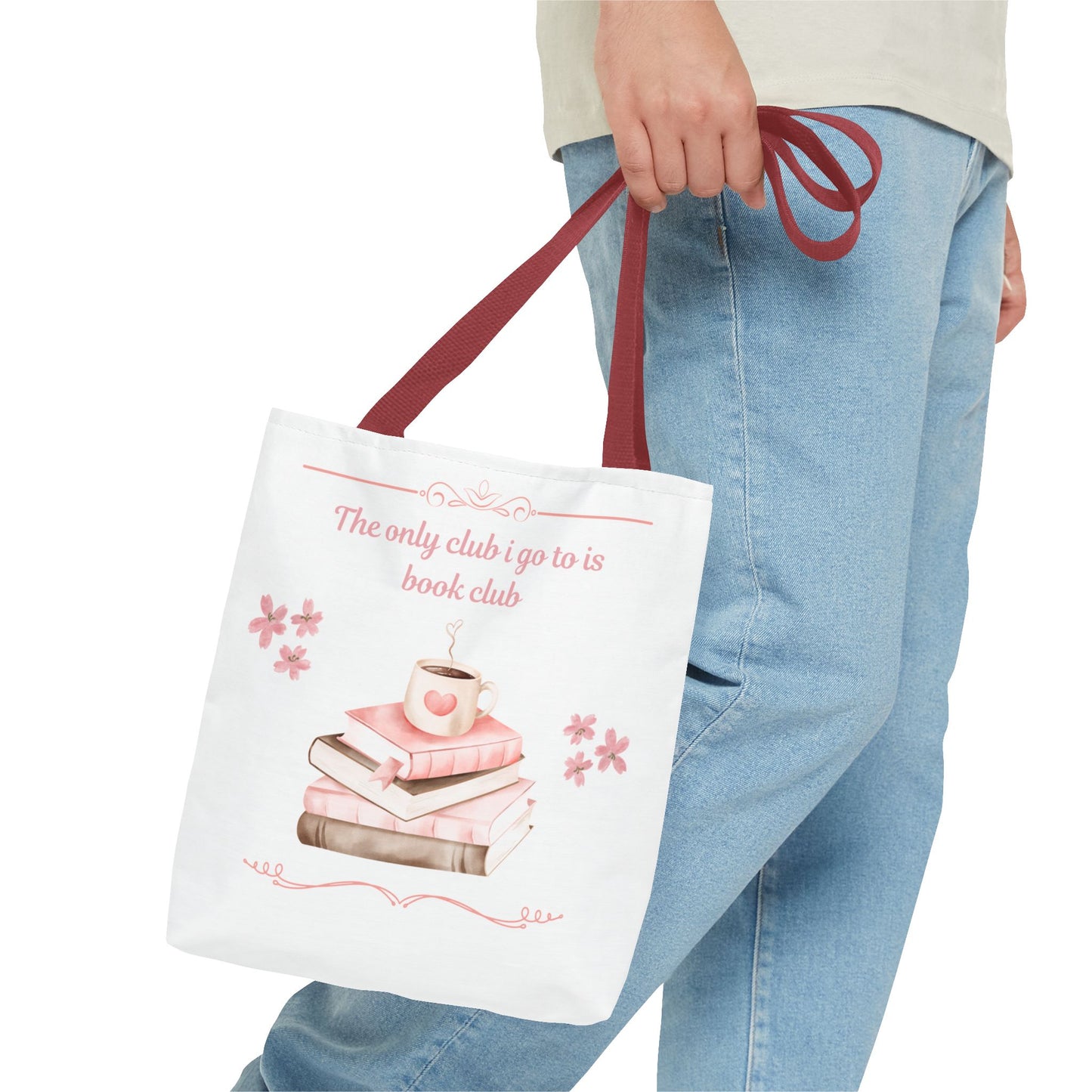 Tote Bag — 'The only club I go to is book club' Floral Canvas Tote