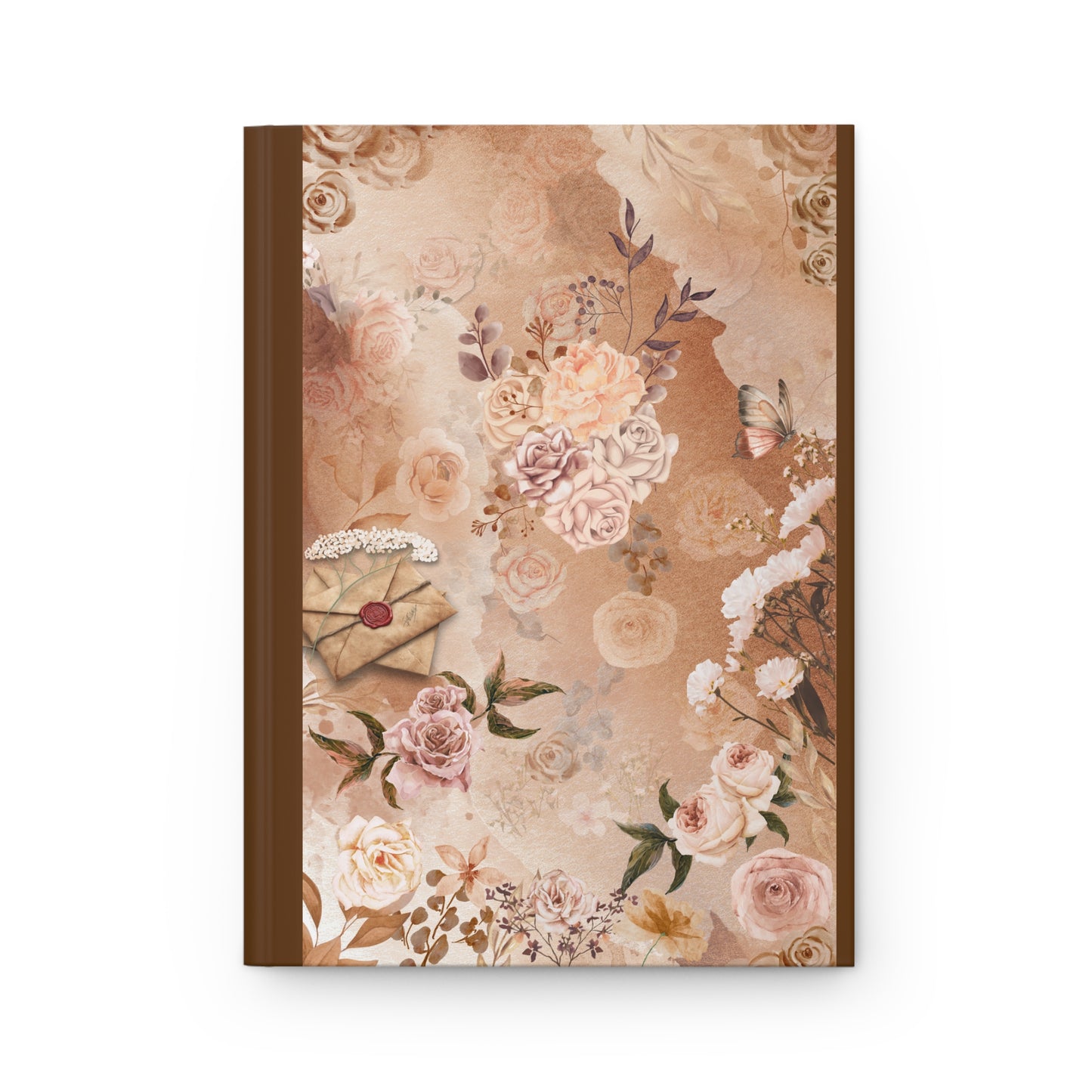 Floral Vintage Letter Hardcover Journal — Matte Rose Garden Notebook for Writing & Gifts