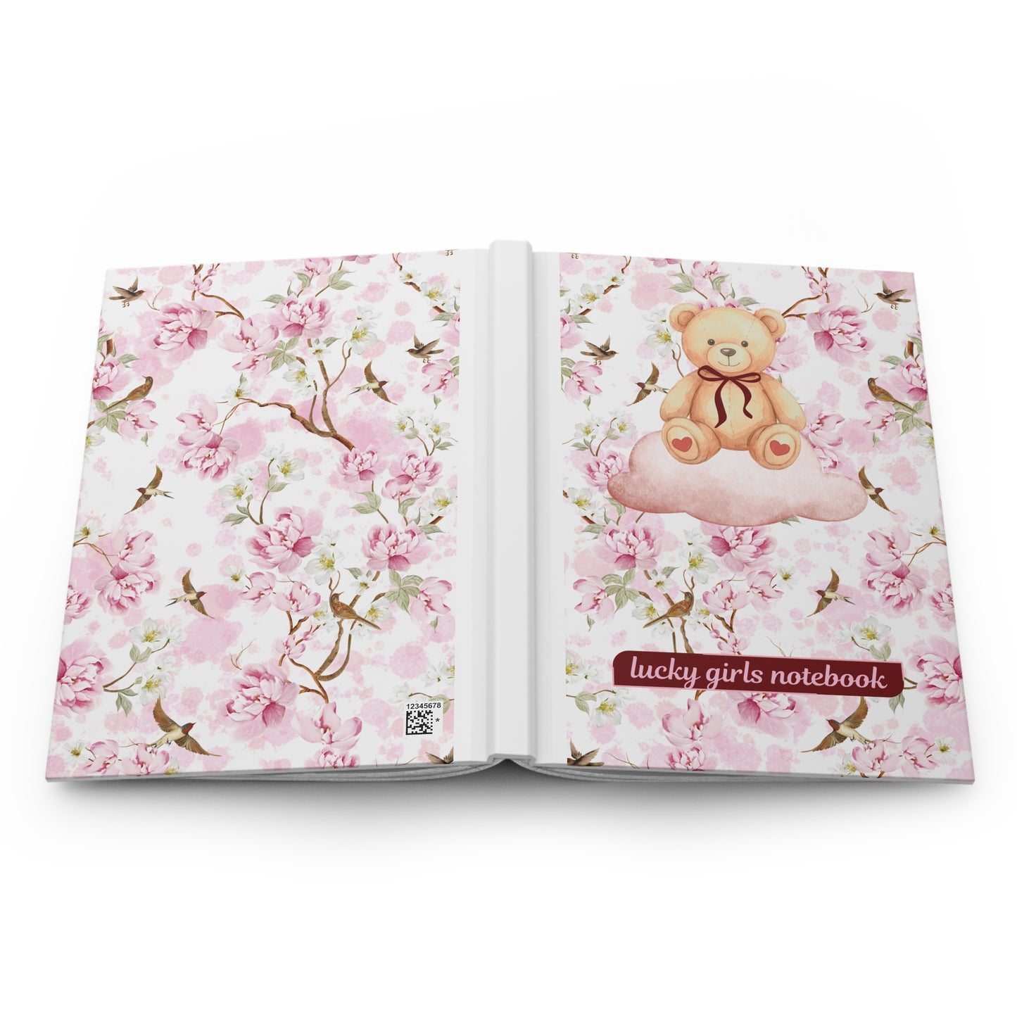 Floral Teddy Hardcover Journal — "Lucky Girl's Notebook"
