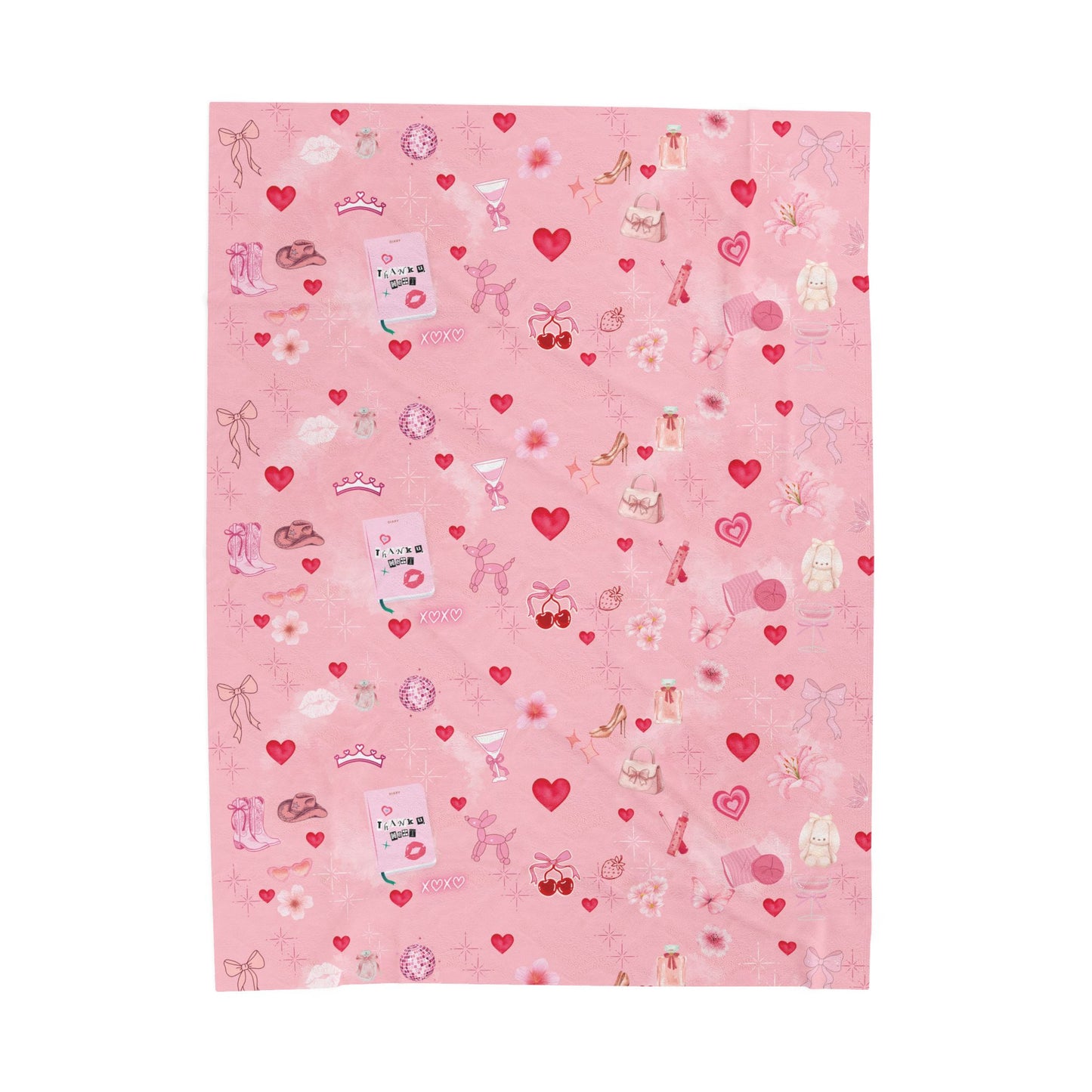 Velveteen Plush Blanket — Cute Girly Pink Cozy Throw