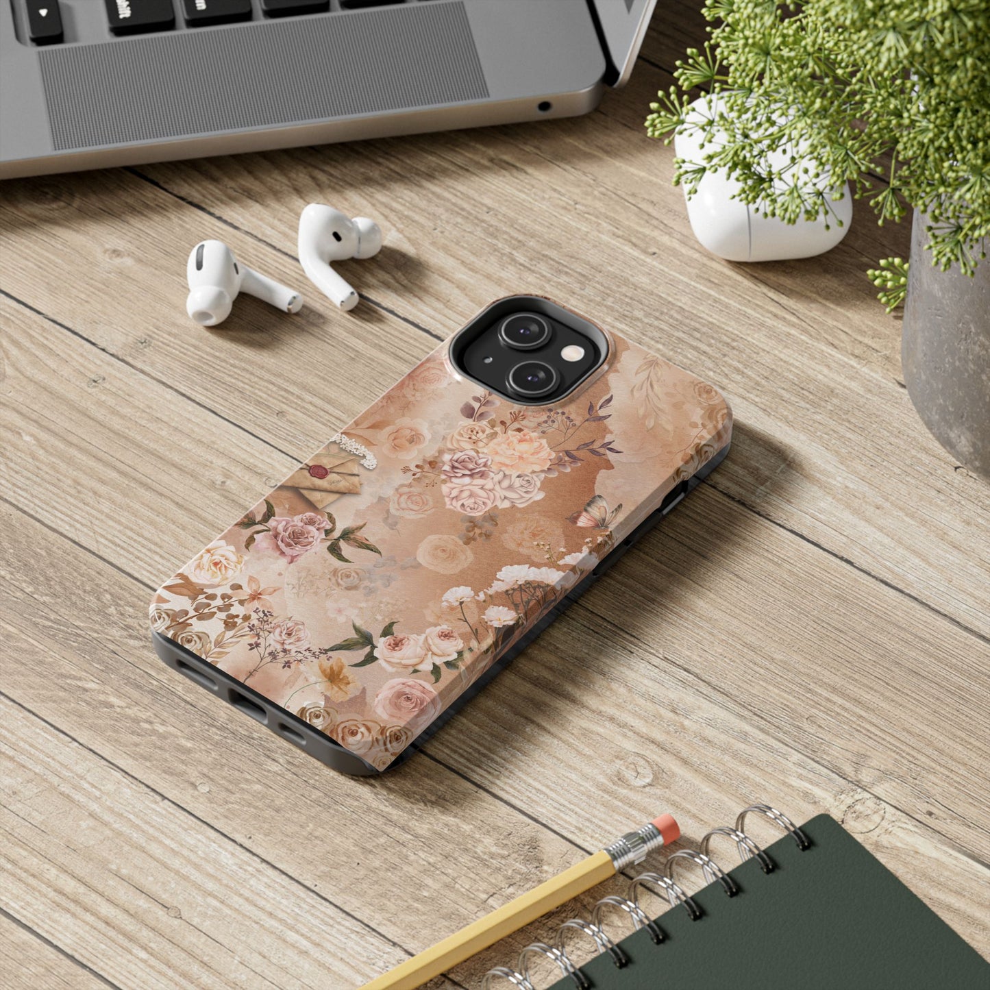 Vintage Floral Tough Phone Case — Romantic Rose Bouquet Protective Phone Cover