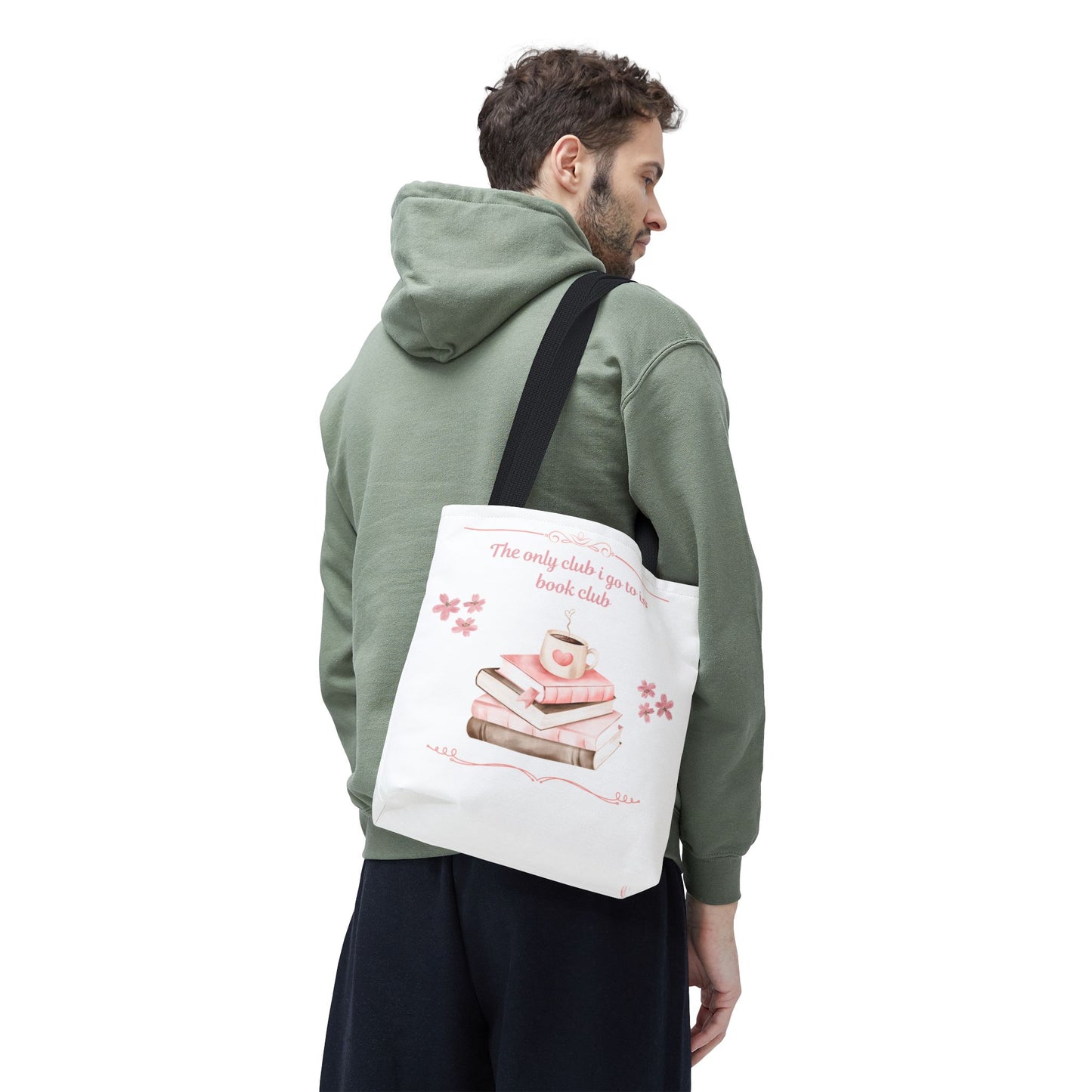 Tote Bag — 'The only club I go to is book club' Floral Canvas Tote
