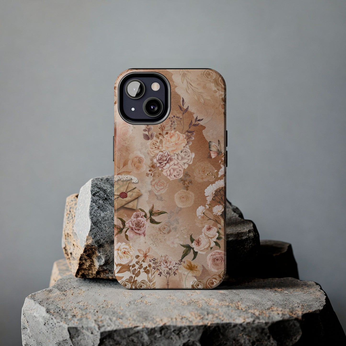 Vintage Floral Tough Phone Case — Romantic Rose Bouquet Protective Phone Cover